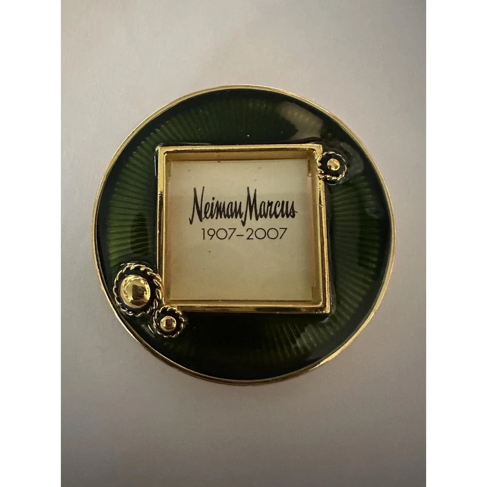 Jay Strongwater Neiman Marcus 1907-2007‎ Mini Picture Frame Green Enamel Gold